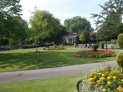 Pretty park alongside High Street 