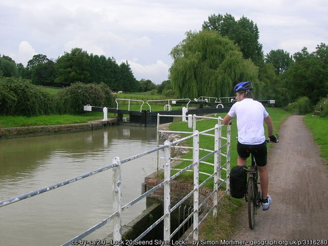 Cyclist by the Kennet and Avon Canal