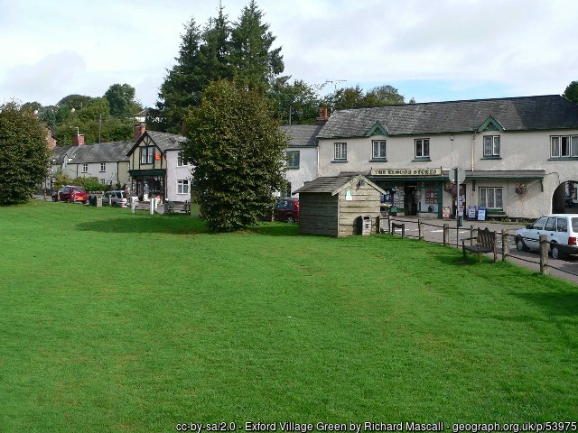 Exford Village Green near the centre of Exmoor