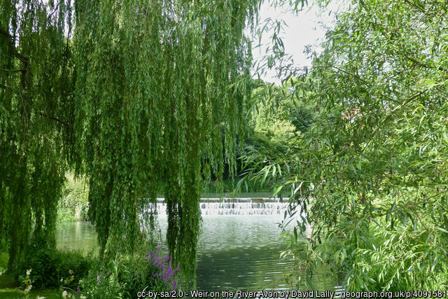 Weir on River Avon in Wiltshire