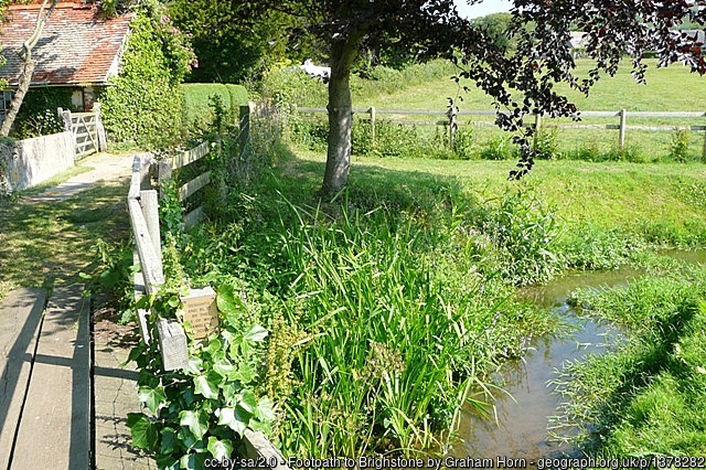 Footpath on the way to Brighstone, Isle of Wight. This bridge was designed, erected and paid for by members of the Isle of Wight Ramblers' Association. 