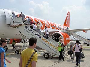 Bristol Airport passengers boarding